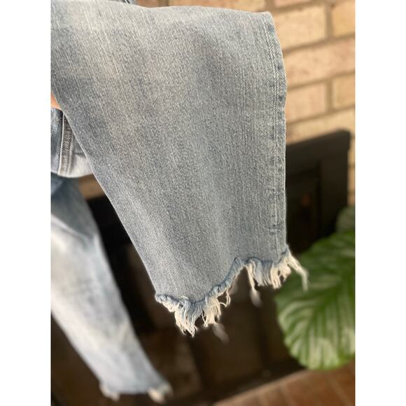 Free People Maggie Ripped Crop Baggy Jeans Size 26 Busted Knee Distressed - Picture 7 of 10